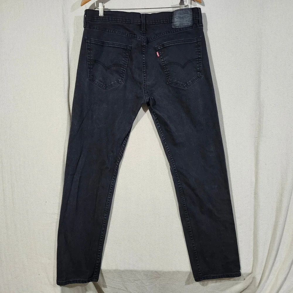 Levis 502 Regular Taper Mens Jeans Faded Black Denim W36 L32 Stretch 5-Pocket